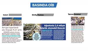 AĞUSTOSTA 2.4 MİLYAR DOLARLIK OTOMOTİV İHRACATI GERÇEKLEŞTİ