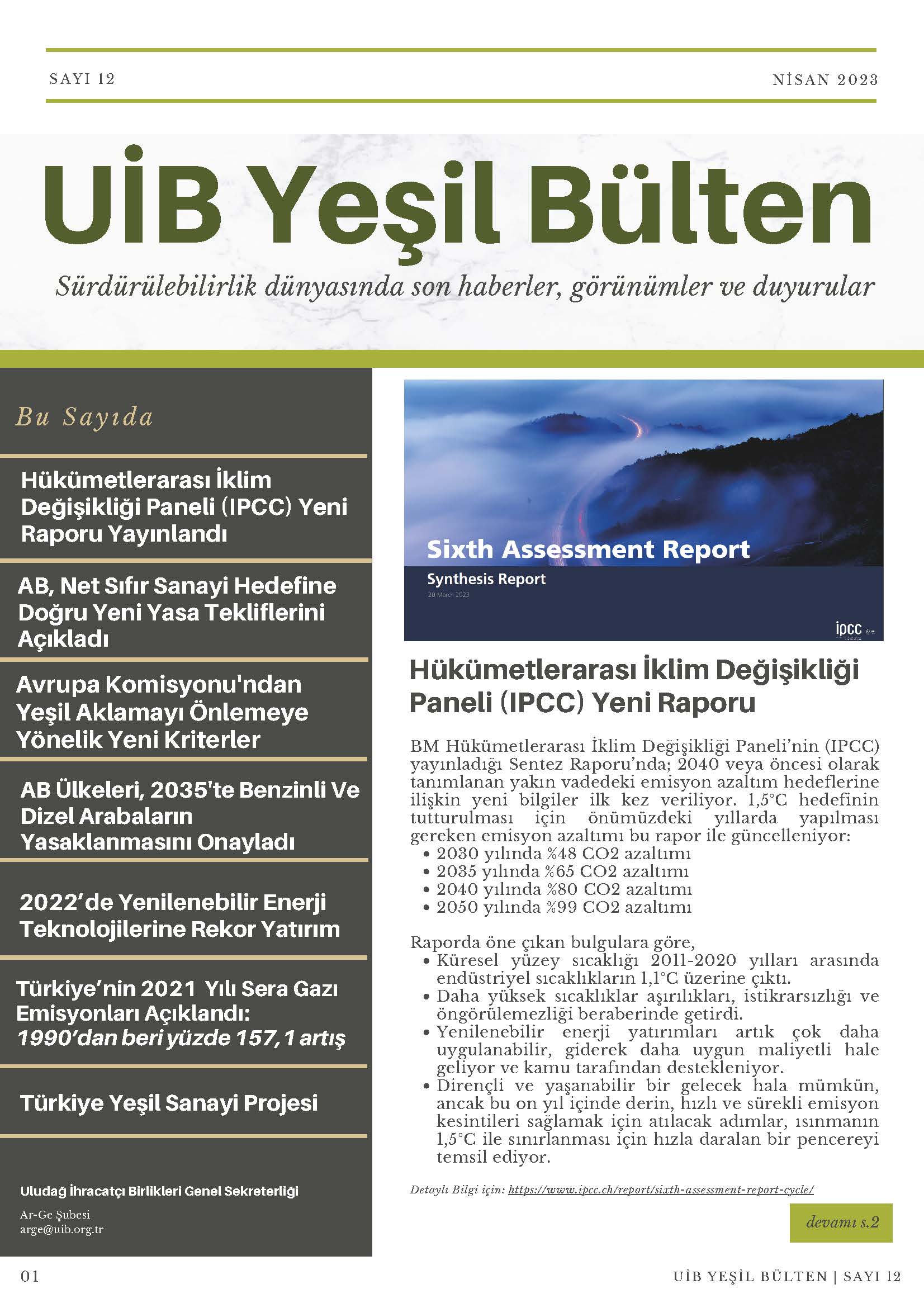 UİB Yeşil Bülten Sayı 12