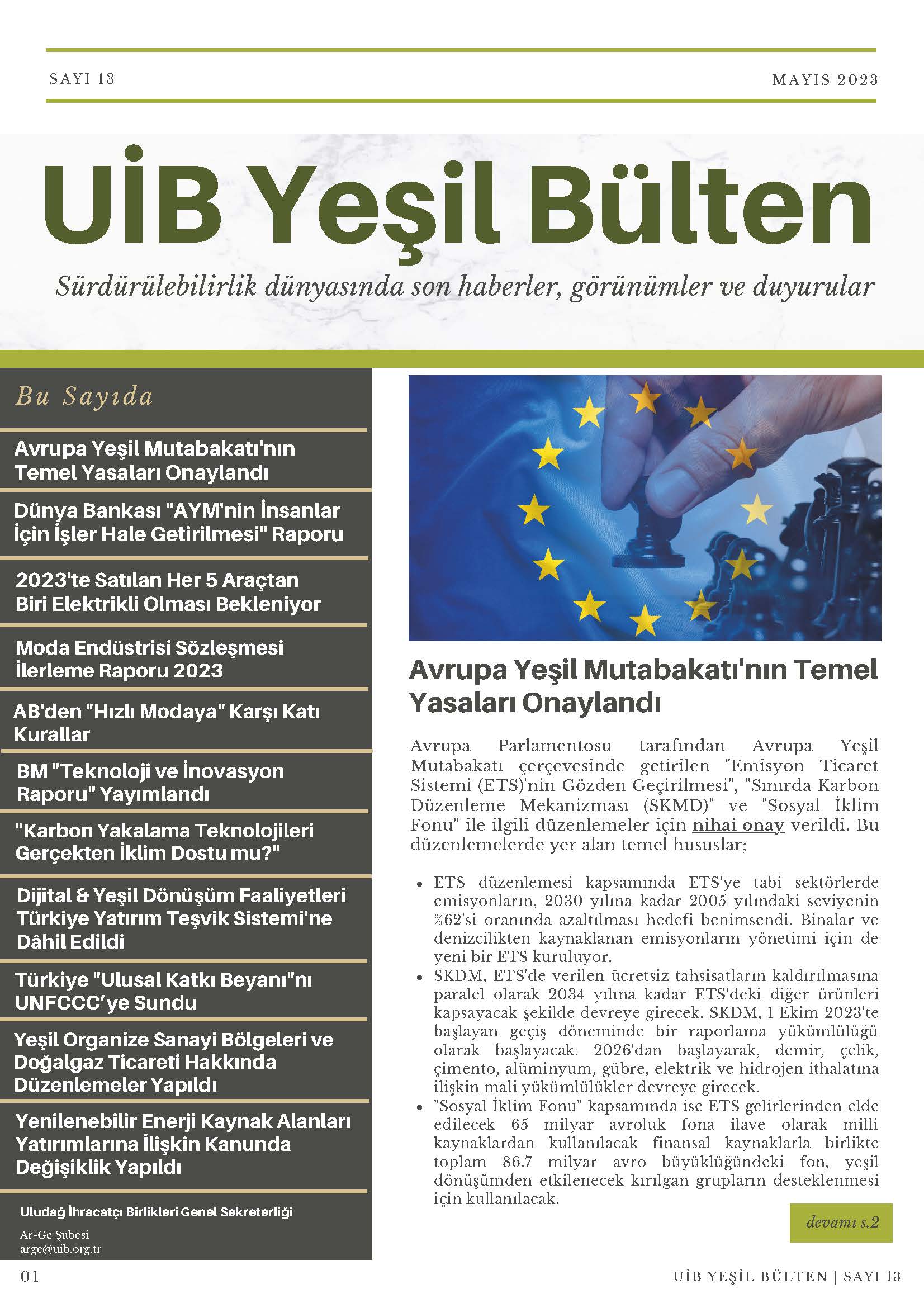 UİB Yeşil Bülten Sayı 13