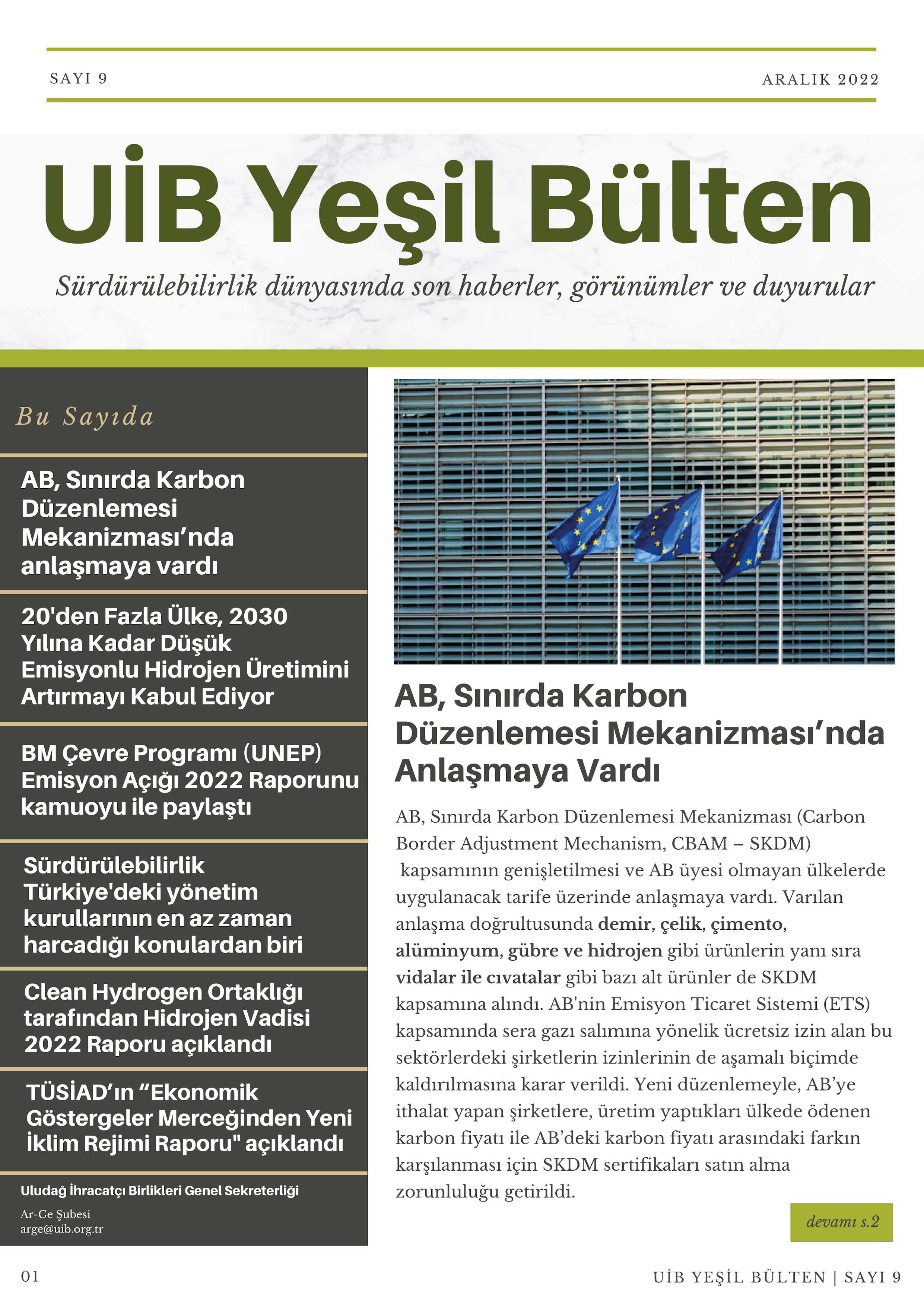 UİB Yeşil Bülten Sayı 9