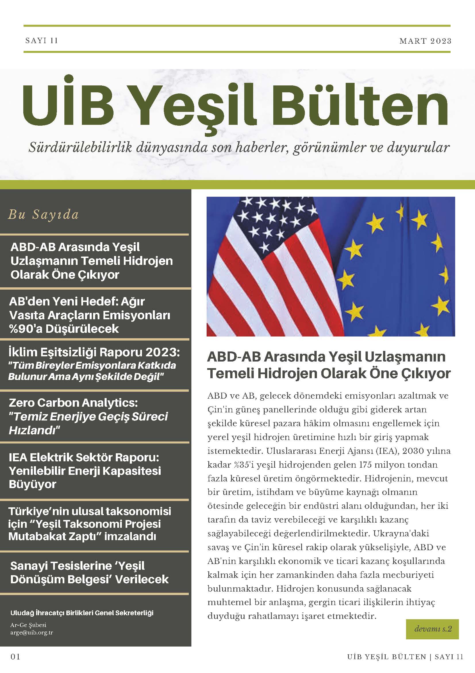 UİB Yeşil Bülten Sayı 11