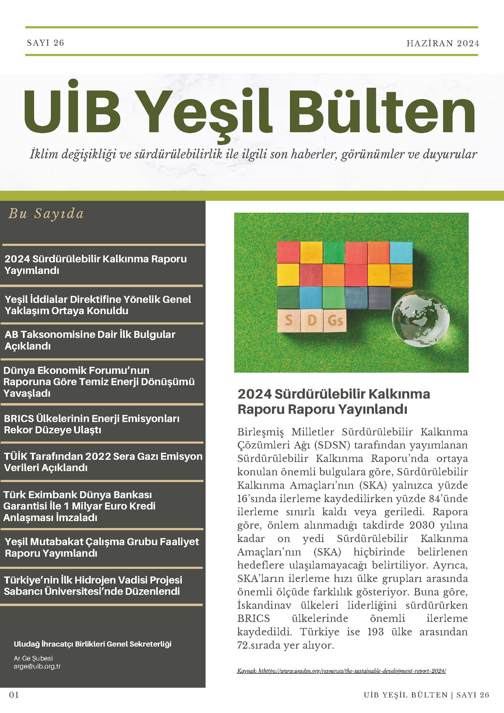 UİB Yeşil Bülten Sayı 26