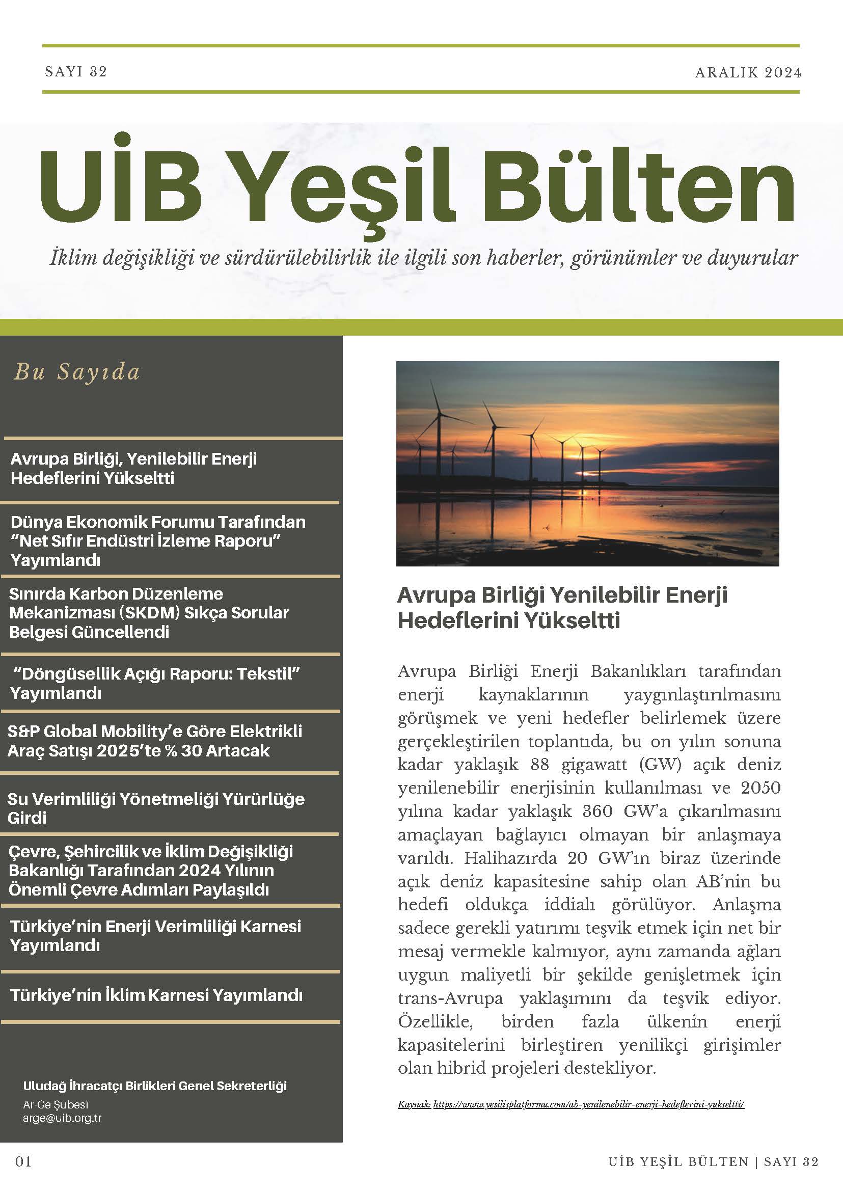 UİB Yeşil Bülten Sayı 32