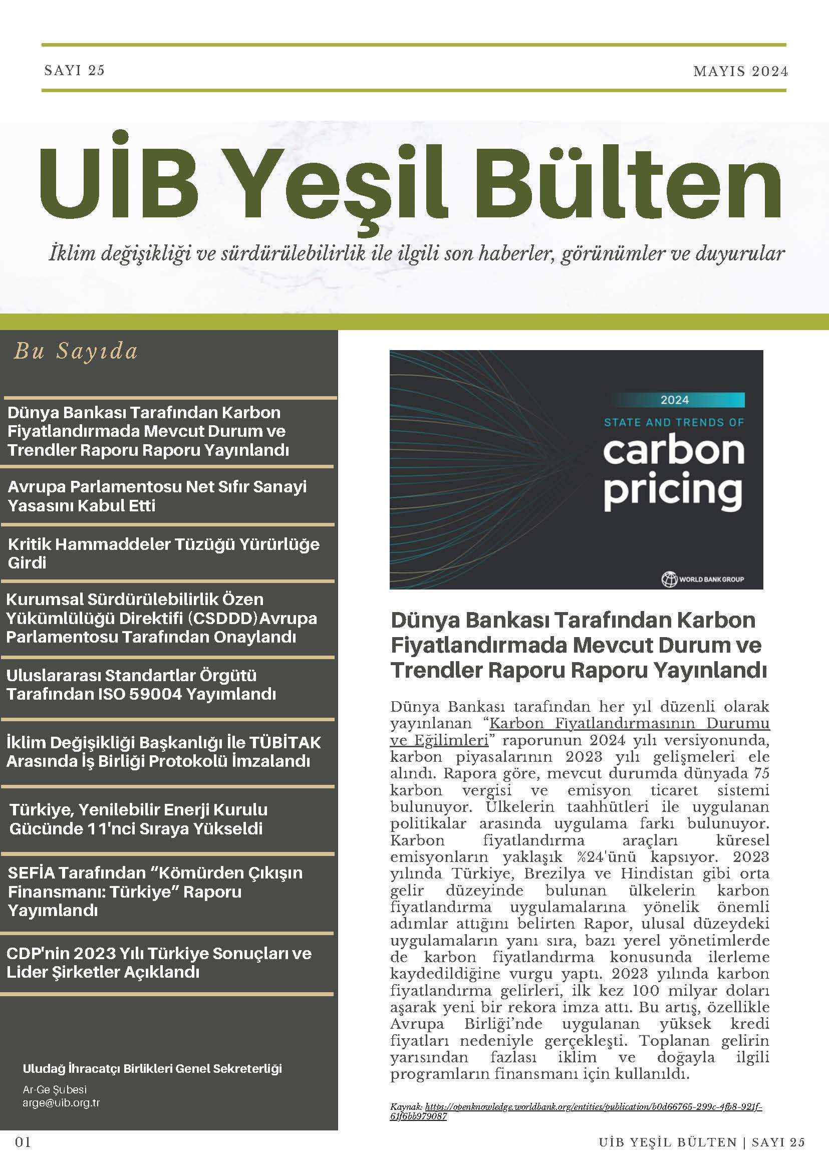 UİB Yeşil Bülten Sayı 25