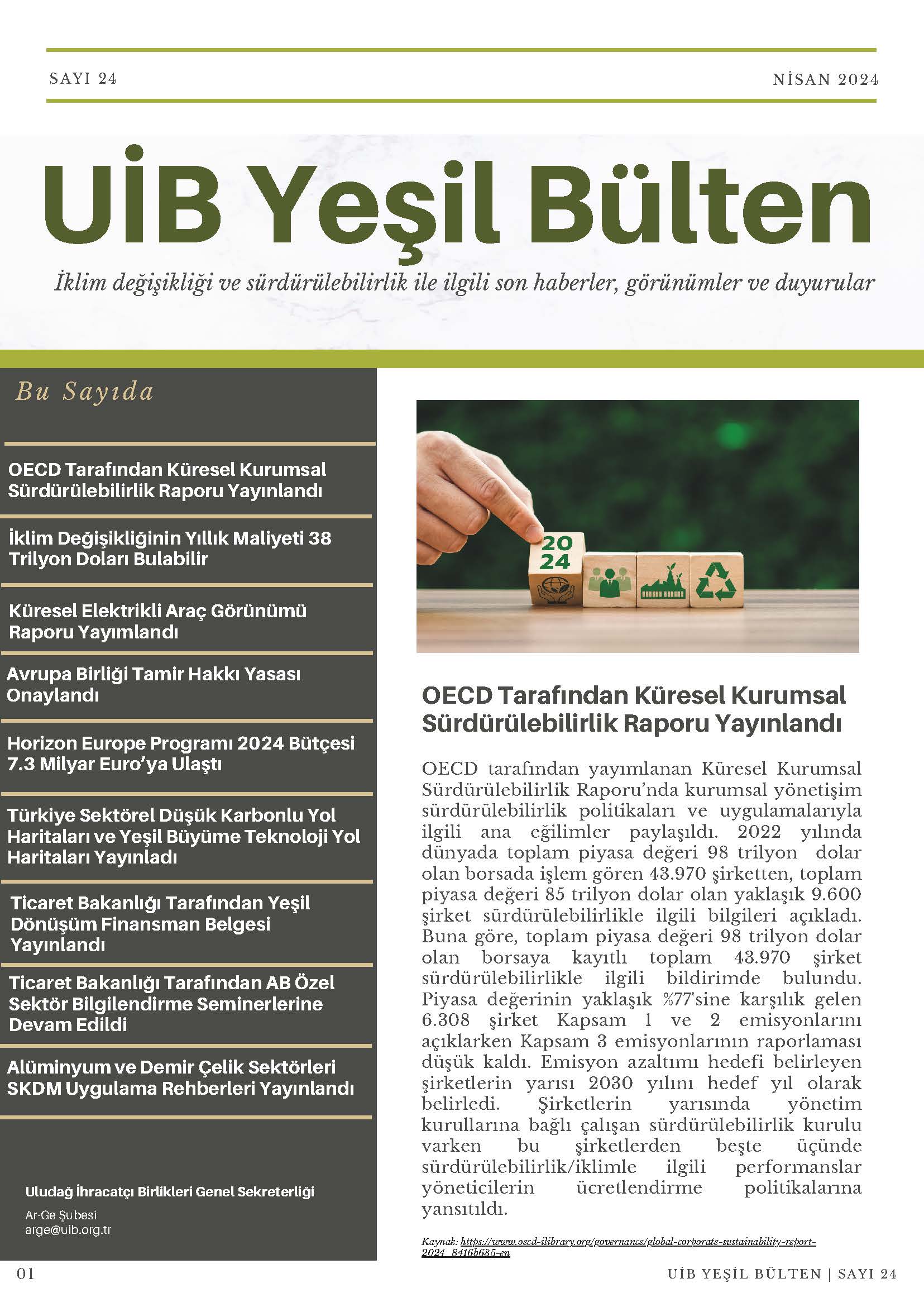 UİB Yeşil Bülten Sayı 24