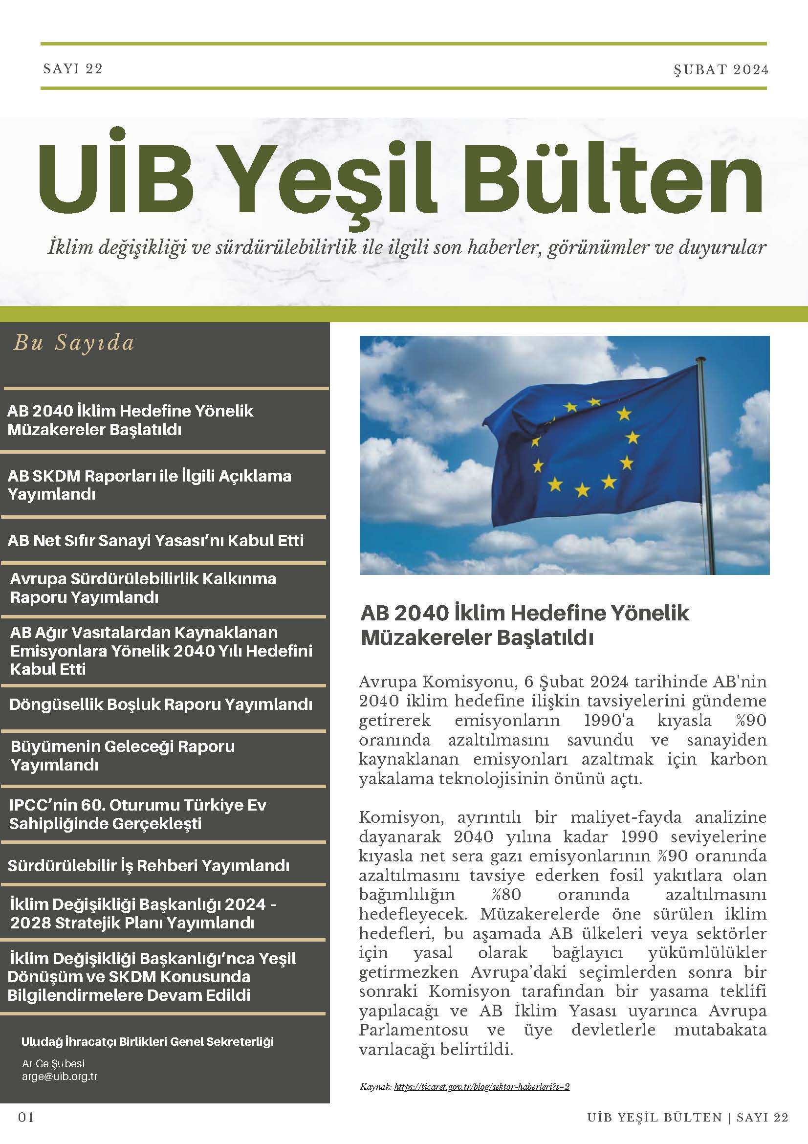UİB Yeşil Bülten Sayı 22