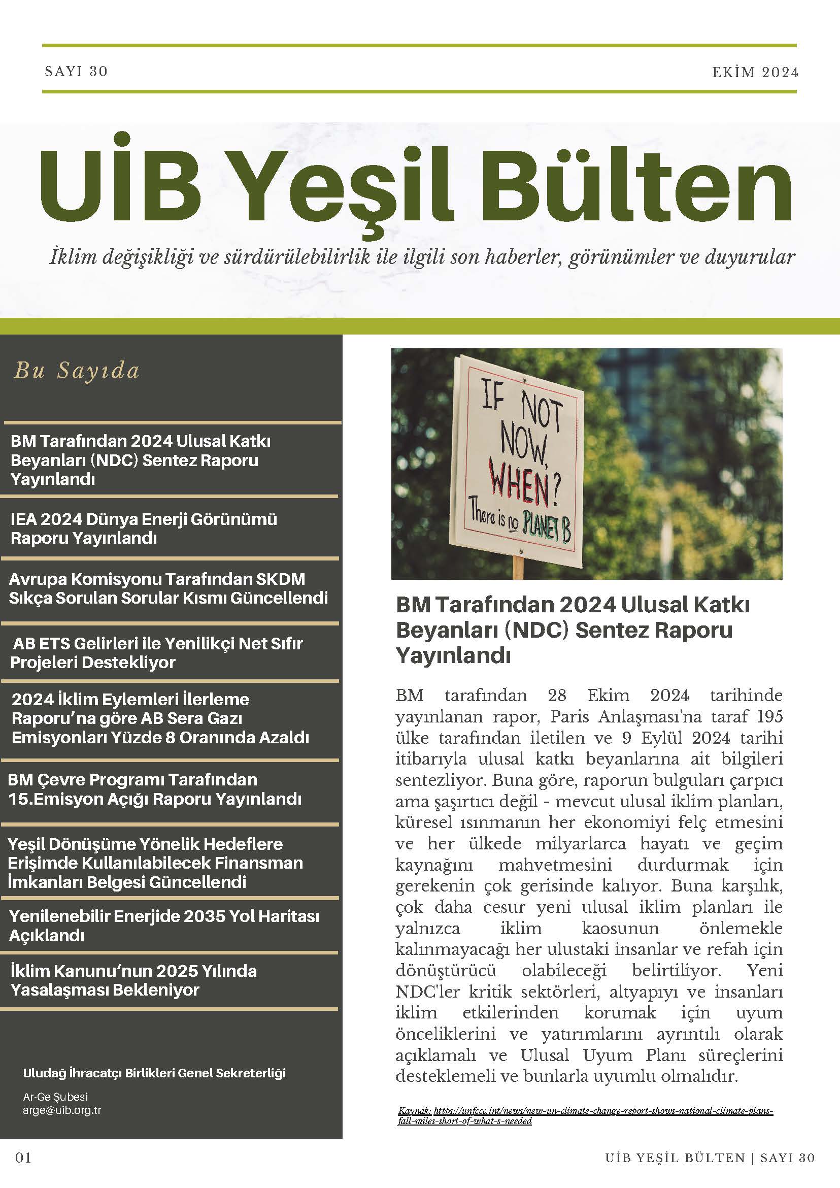 UİB Yeşil Bülten Sayı 30
