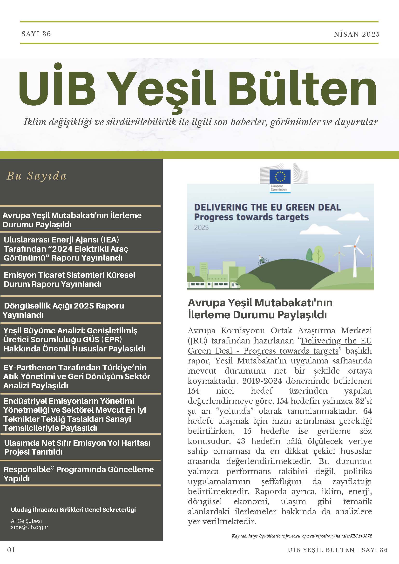 UİB Yeşil Bülten Sayı 36