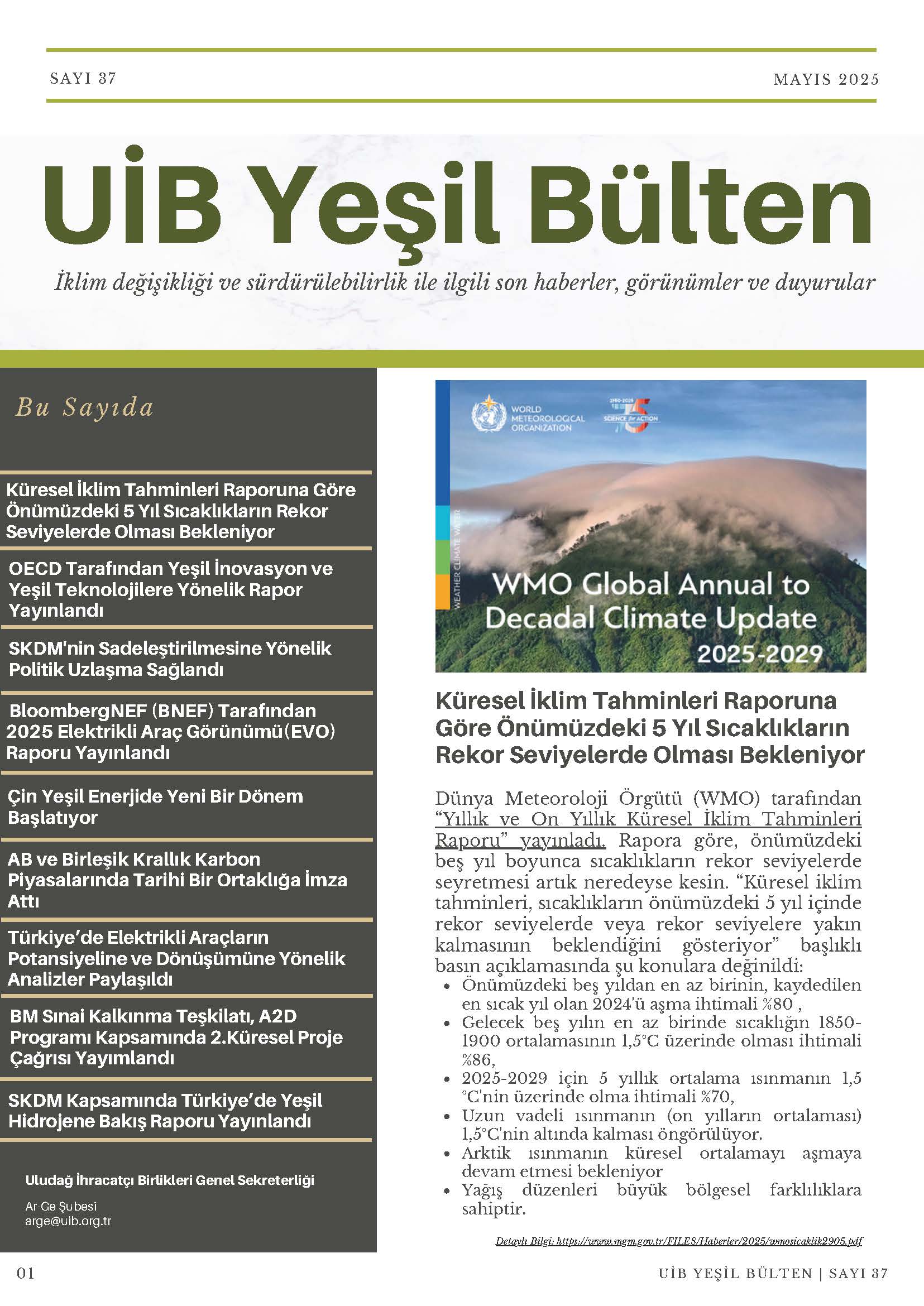 UİB Yeşil Bülten Sayı 37
