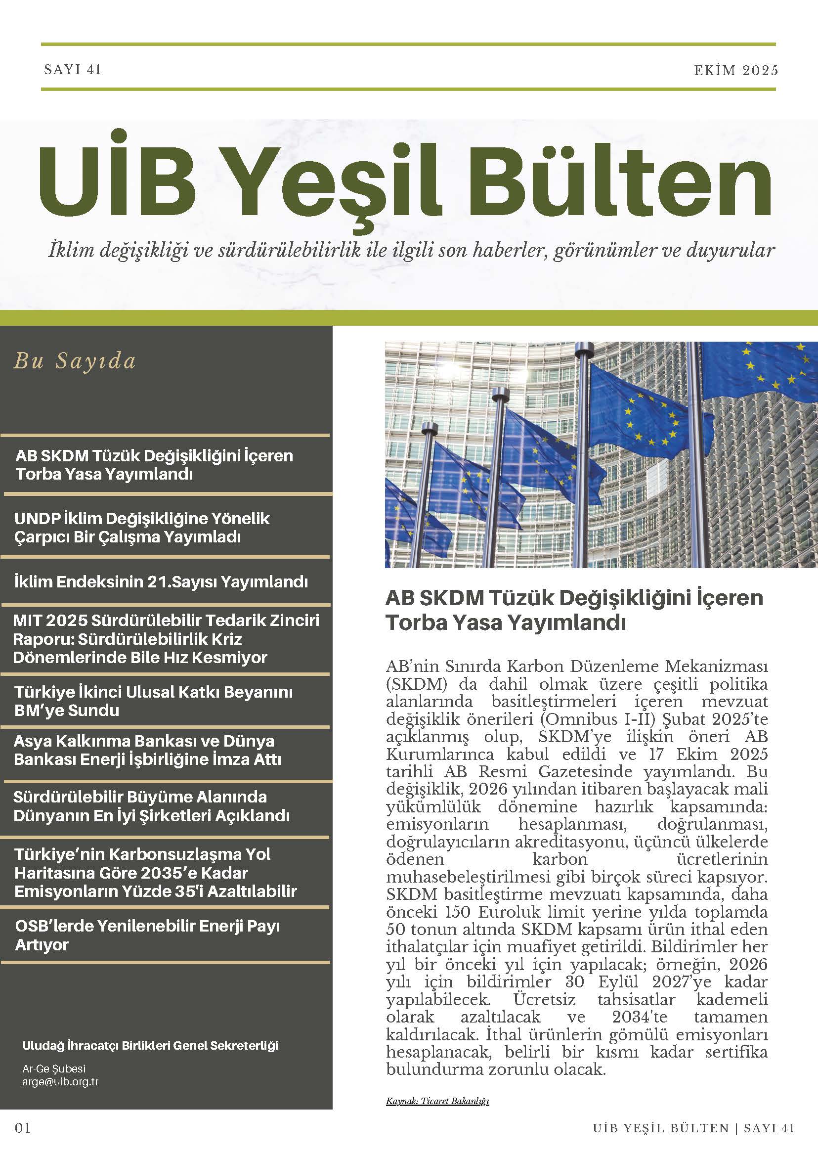 UİB Yeşil Bülten Sayı 41