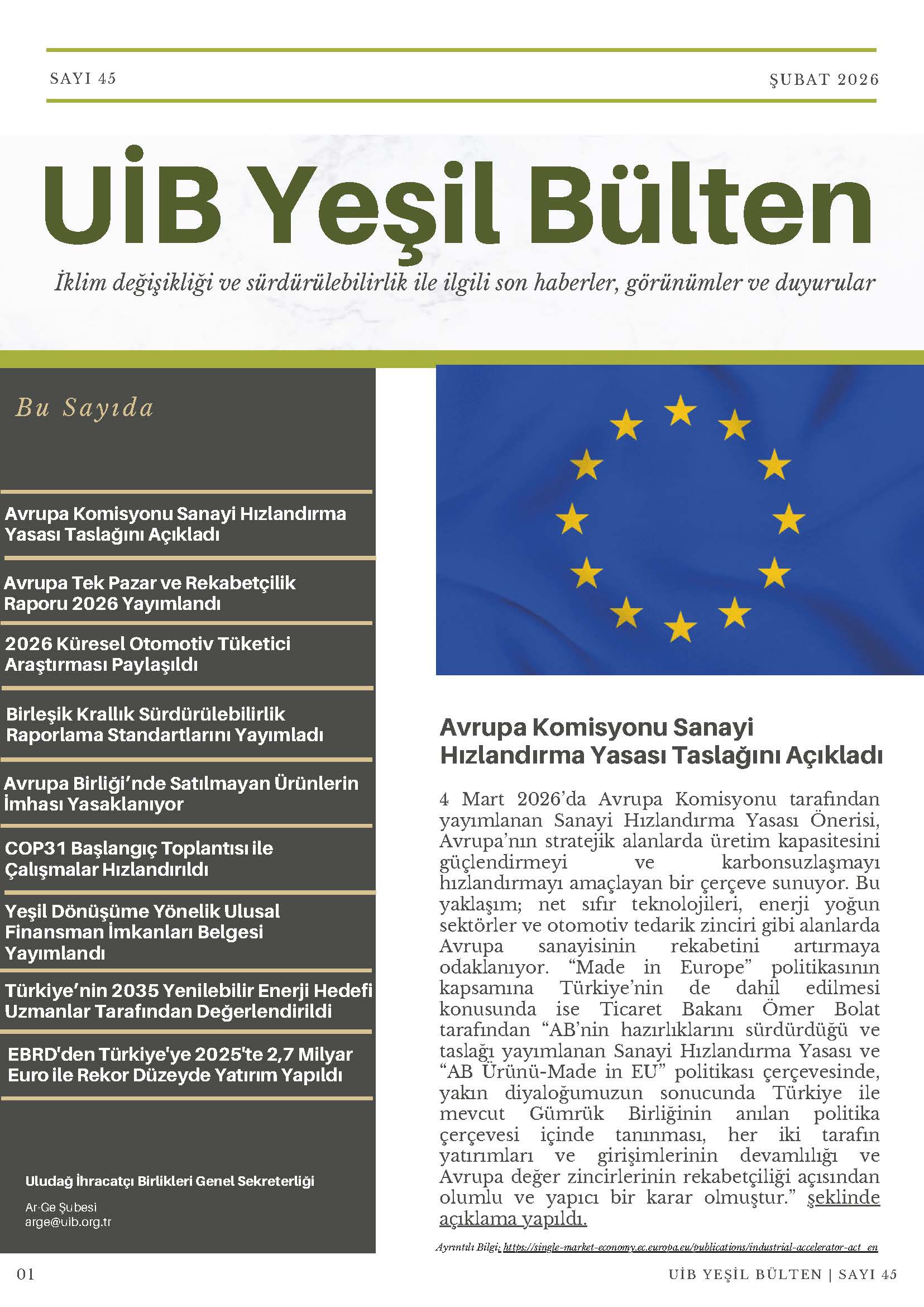 UİB Yeşil Bülten Sayı 45