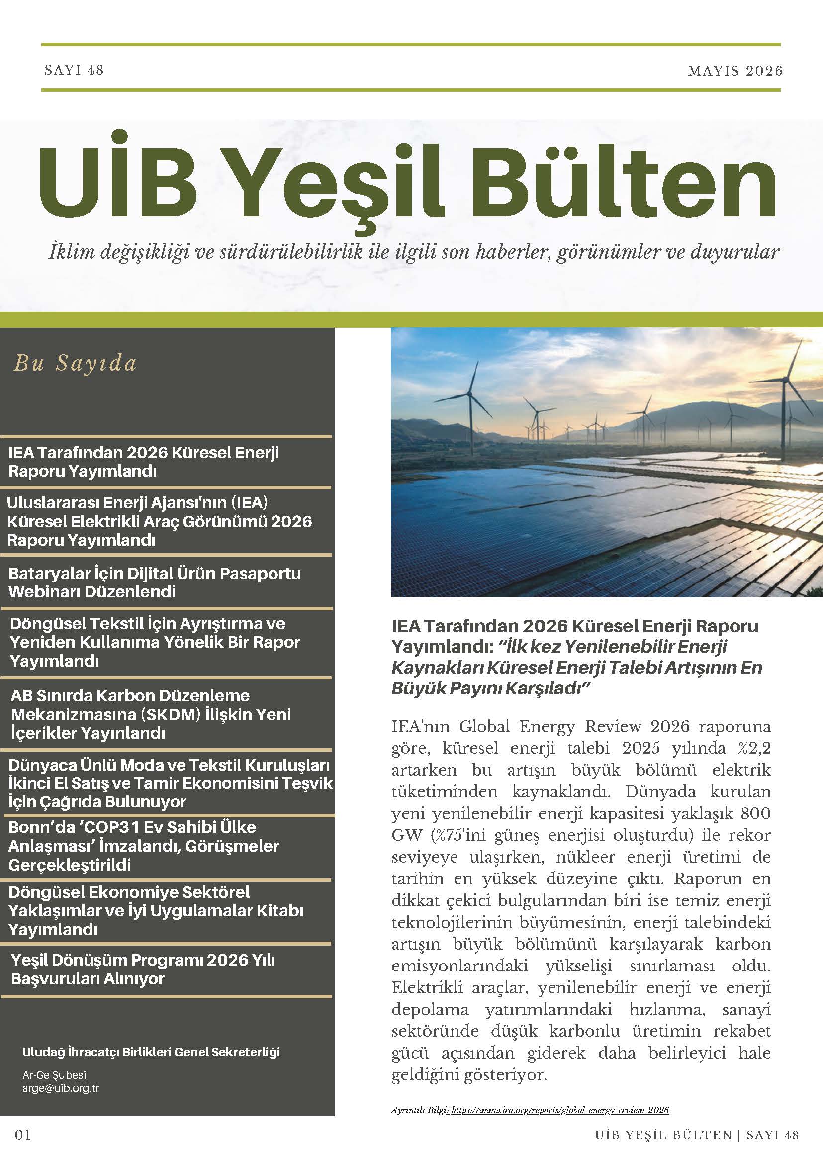 UİB Yeşil Bülten Sayı 48